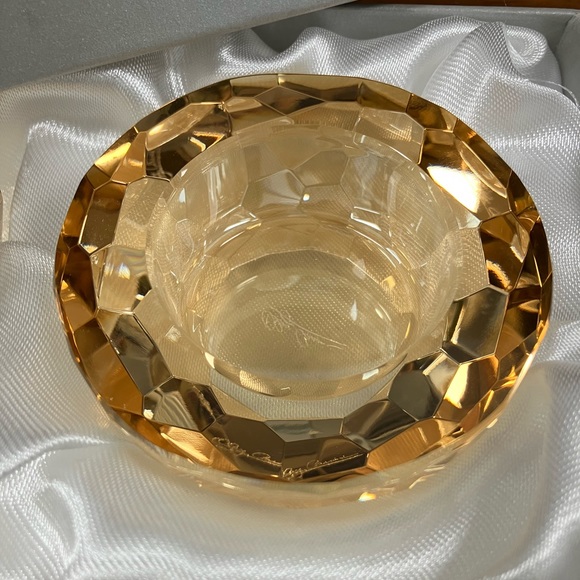 Vintage Oleg Cassini Amber Crystal Votives Set of 2 - Picture 2 of 7